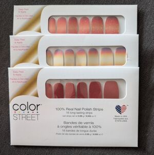 COLOR STREET NAIL POLISH STRIPS MANICURE BUNDLE SHADES OF SUNSET SET OF 3 NEW